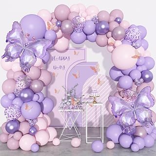 Ouddy Life 170Pcs Pink and Purple Butterfly Balloons Arch Garland Kit, Butterfly Birthday Decorations with Foil Butterflies Flower for Baby Shower Wedding Girls Party Bachelorette Party Supplies