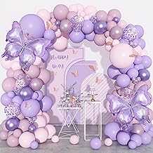 Ouddy Life 170Pcs Pink and Purple Butterfly Balloons Arch Garland Kit, Butterfly Birthday Decorations with Foil Butterflies Flower for Baby Shower Wedding Girls Party Bachelorette Party Supplies