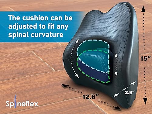 Miniatura 2 de SPINEFLEX Cojín de espuma viscoelástica de soporte lumbar ajustable almohada para aliviar el dolor de espalda diseño ergonómico que mejora la