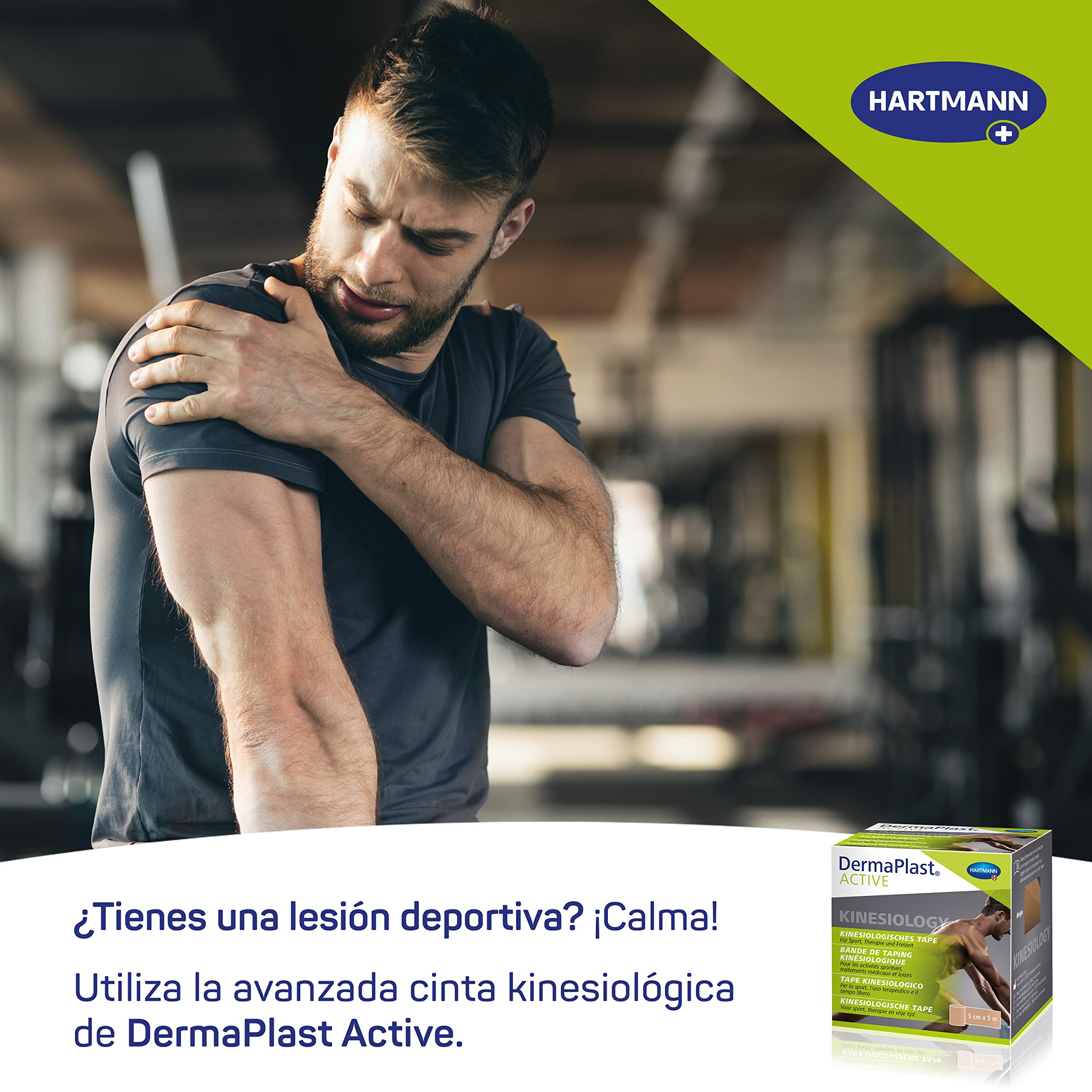 DermaPlast Aktywna taśma kinezjologiczna, taśma nerwowo-mięśniowa do zapobiegania i leczenia ostrych urazów sportowych, Kinesio, kinezjologia, Beżowy, 5cmx5m