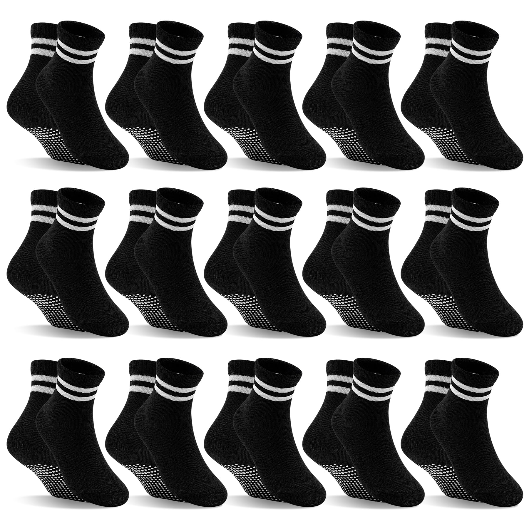 DECOVICI Toddler Grip Socks 15 Pairs, Boys Non Slip Crew Socks for 1-10 Years Kids Anti Skid Socks with Grips