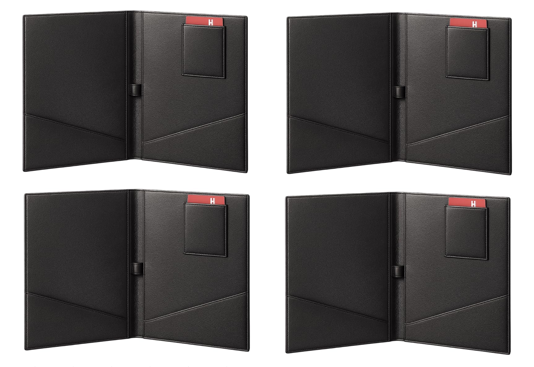 NJ Restaurant Bill Folder, Guest Check Presenter, Bill Folder for Hotel with Credit Card and Receipt Pocket Black Leather Colour : Set of 4 Pieces