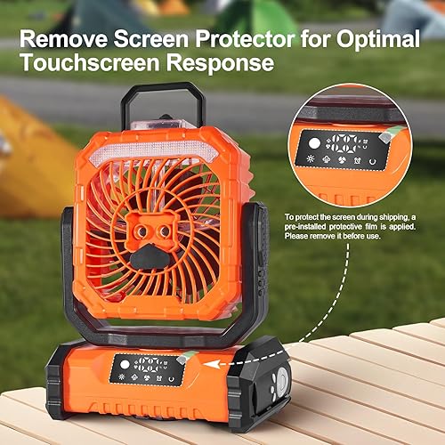 Miniatura 8 de Odoland Ventilador de nebulización portátil con luz, batería recargable de 30000 mAh, ventilador de campamento con 2 pulverizadores, ventilador de