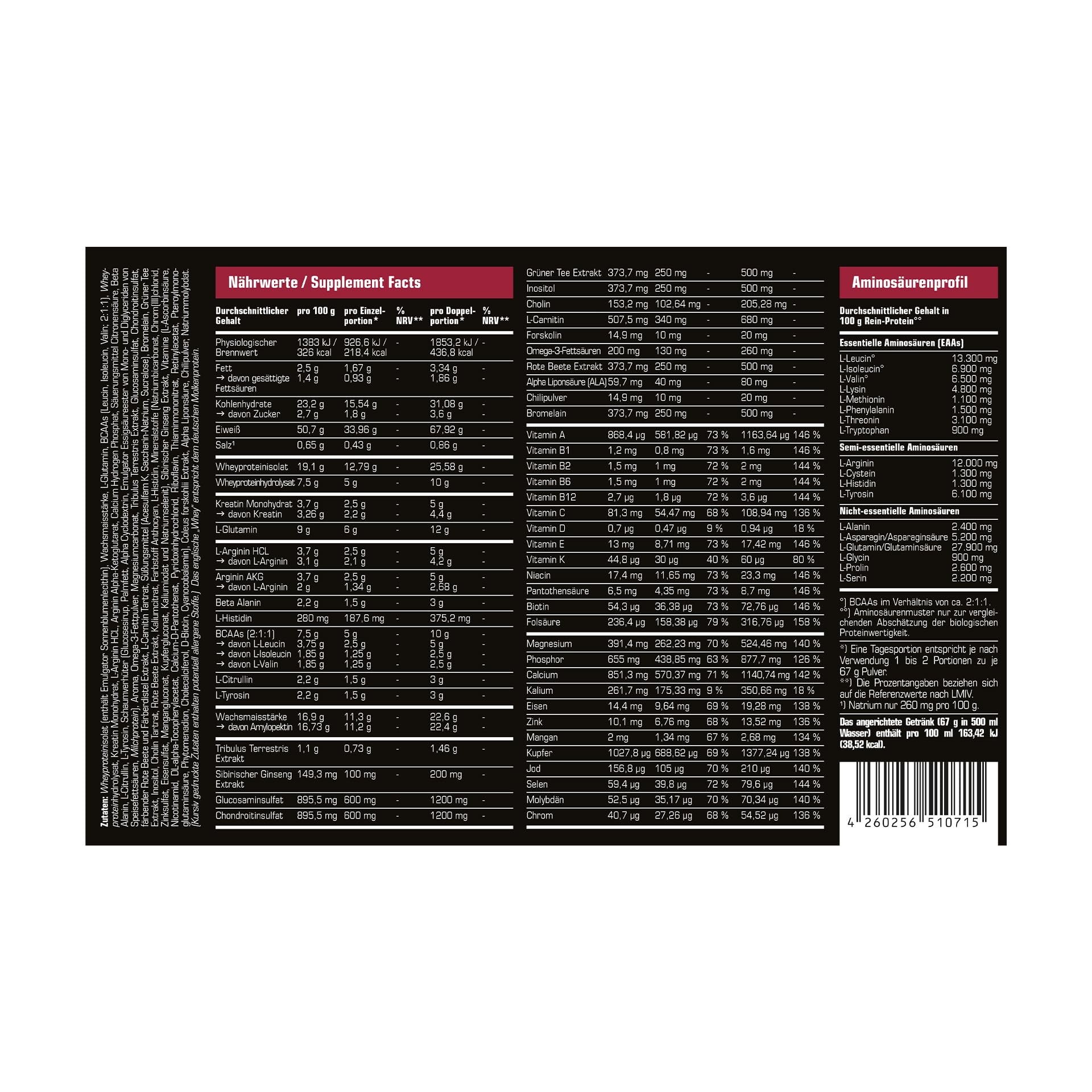 SRS Muscle - Mega Blast XL, 1.900 g, Red Berry | Complete All-in-one Master Stack | ersetzt über 20 Einzelprodukte | deutsche Premiumqualität