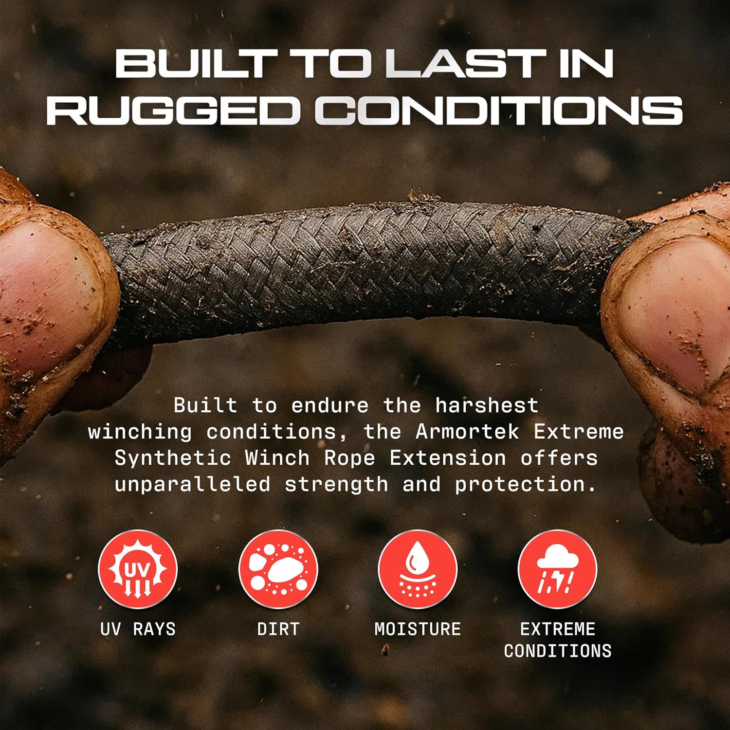 Extreme Synthetic Tow Rope, 7/16" x 82' with Heavy Duty Winch Cable, Abrasion Resistance – Ultimate Winch Rope Kit, for Car, Truck