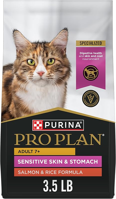 Purina Pro Plan Sensitive Skin and Stomach Senior Cat Food Salmon and Rice Formula - 3.5 lb.