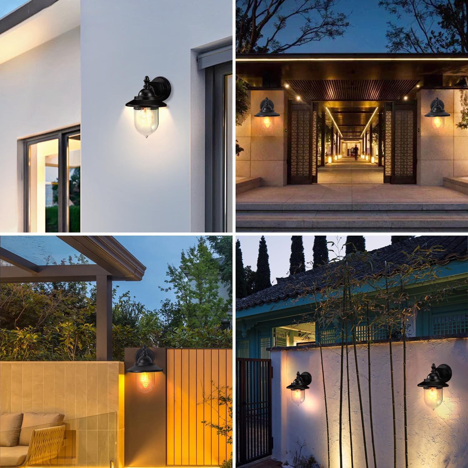 EBION 2 Stück Aussenlampe Wand E27, AußEnlampe AußEnwandleuchten Aluminum Ip44 Wasserdicht, Wandleuchte Vintage Ausenbeleutung Hauswand Schwarz, Garten, Veranda, Terrass, GlüHbirne Nicht Enthalten