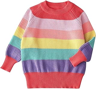 Niño Niño Niños Niñas Ropa de Punto Colorido Arco Iris Suéter Chaqueta Abrigo Tops Suéter Sin Vientre Adolescentes