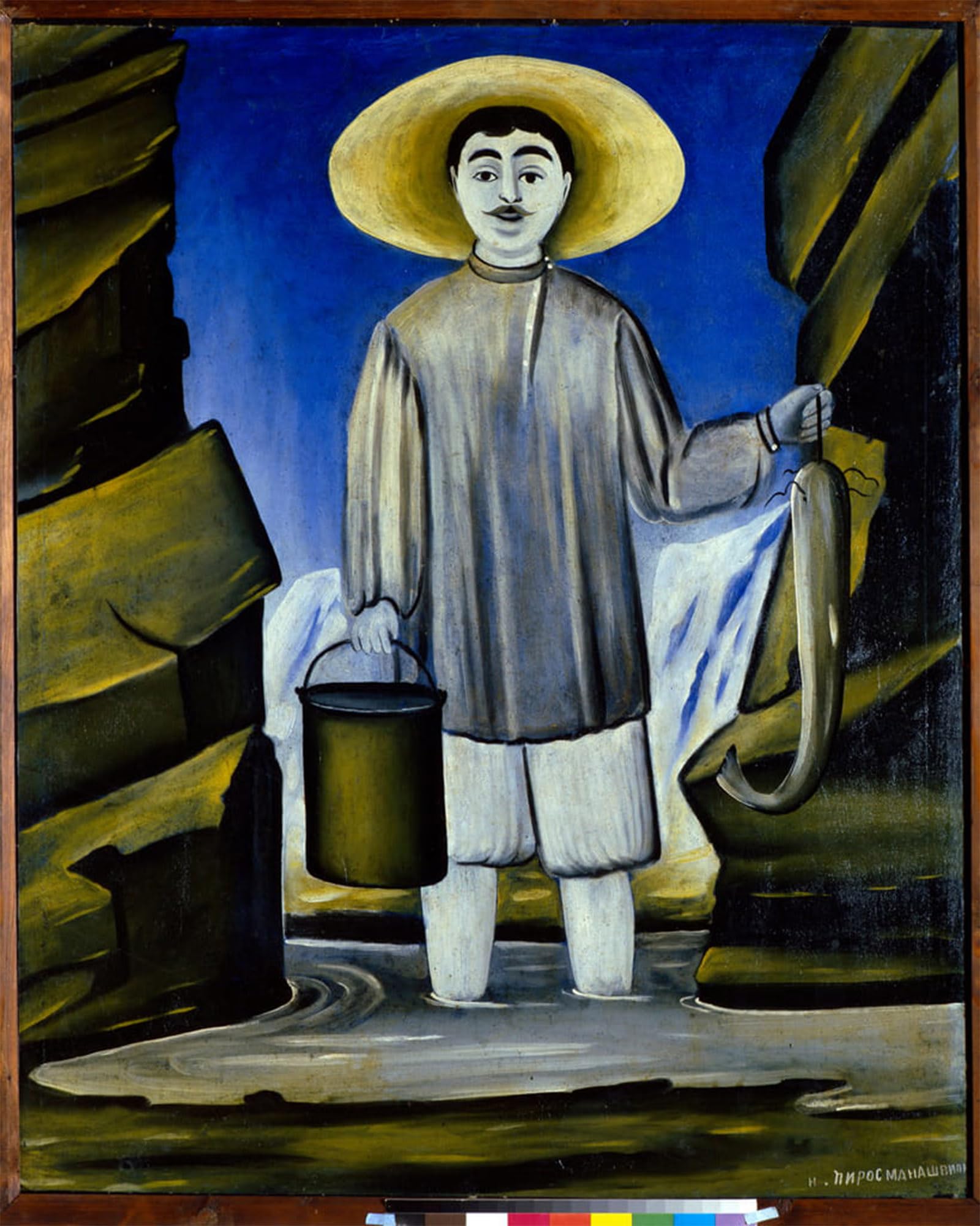 ARTXLXXBN Famous Art Print Poster Vintage Wall Art Fisherman Among the Rocks Painting by Niko Pirosmani Canvas Art Poster for Home Decor 60x90cm