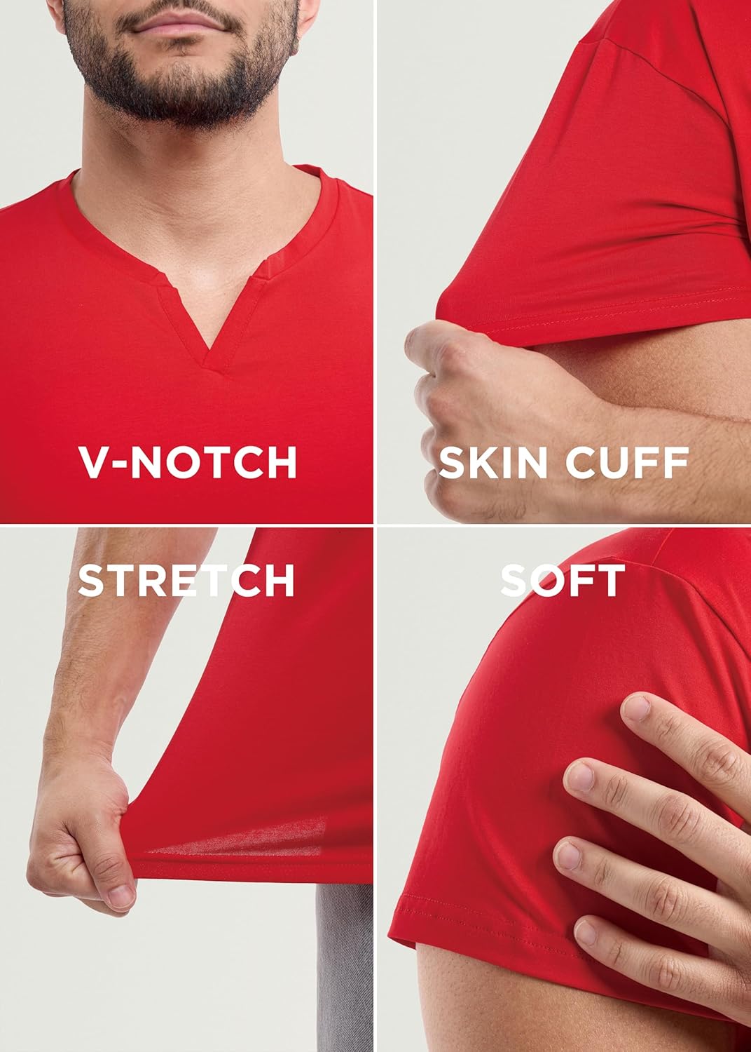 X RAY Men's Notch T-Shirt, Soft Cotton Short Sleeve Slim Fit Basic Split V Neck T Shirts for Men - Image 6