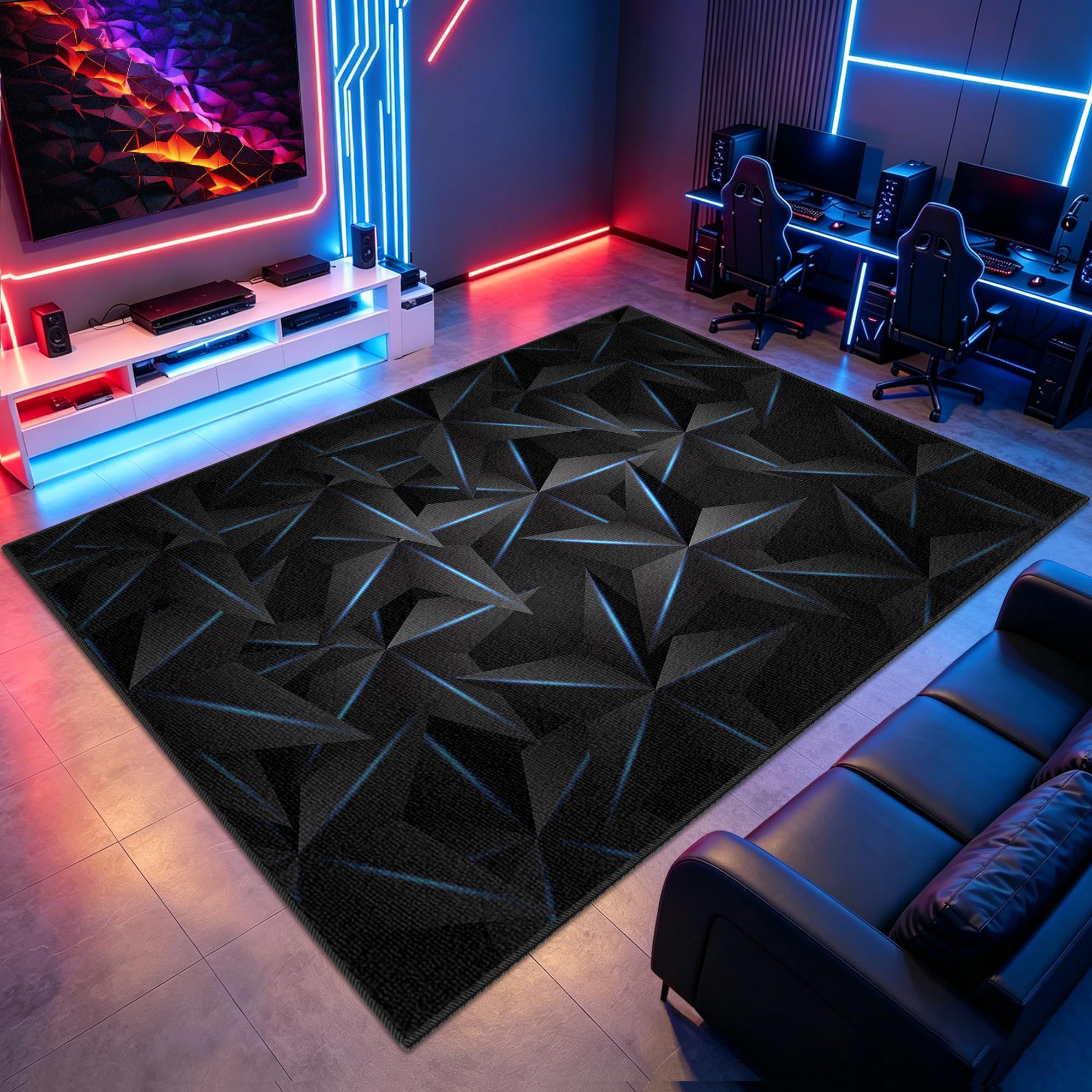 Tapis Chambre Ado Gamer 3D le Cadeau Idéal de 120 x 160 cm pour un Garçon