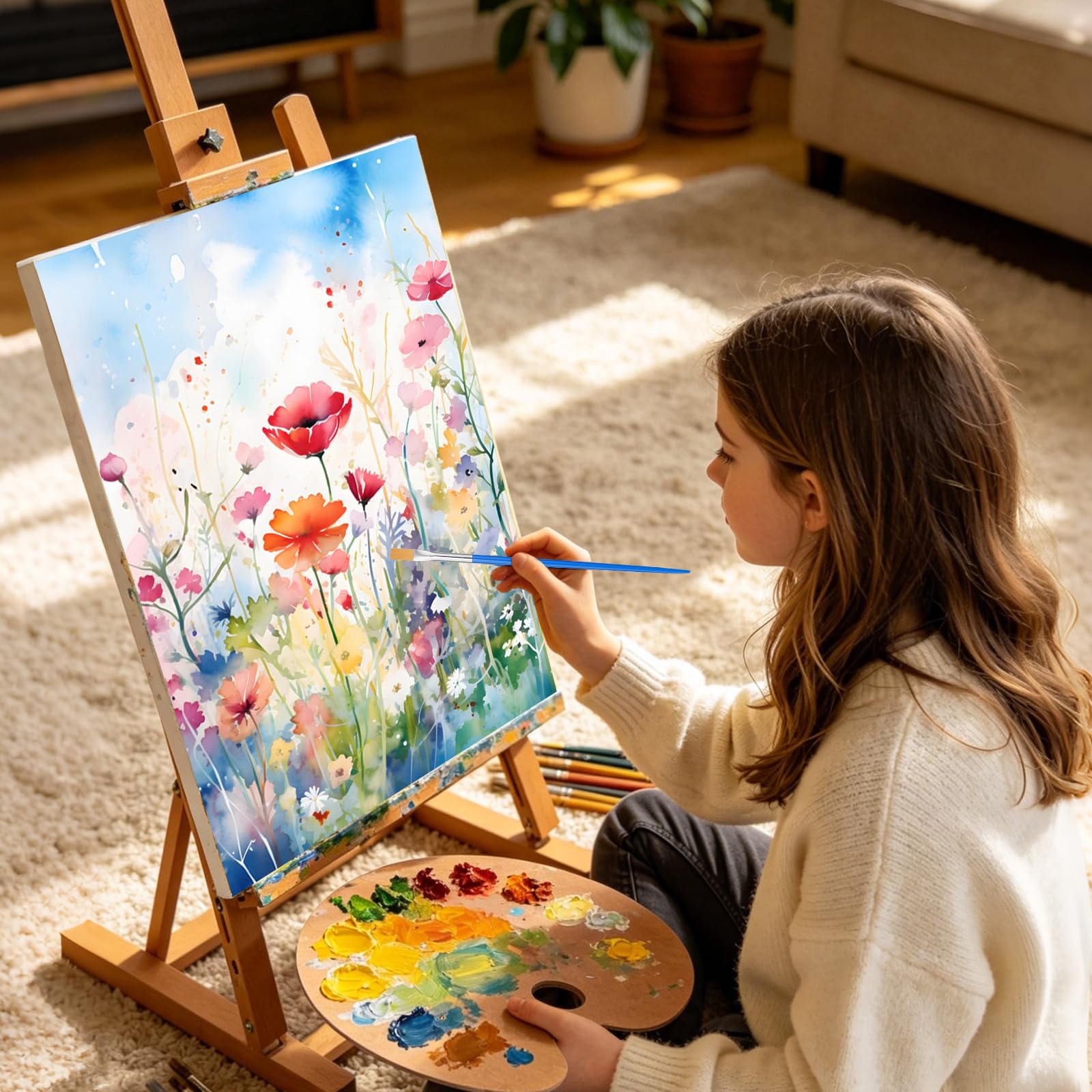Kalonyth Flowers Paint by Numbers for Adults with Frame Beginner 8x12 inch, Frame-OP-UK06 - Image 8
