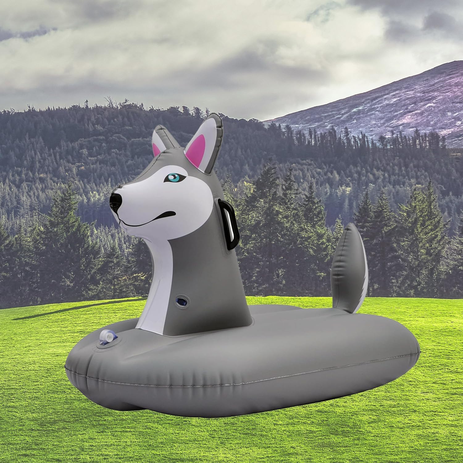 Jet Creations Inflatable Husky Dog Tube Pool floatie ridable Blow up Summer Beach Swimming Pool Party Lounge raft Decorations Toys Kids Adults 38 inch Fun-HUSKYM,Multi
