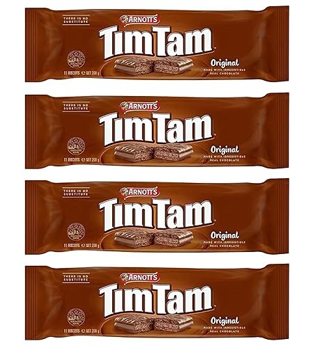 Galletas de chocolate originales australianas TIM TAM (paquete de 4 x 7.05 oz) importadas de Australia