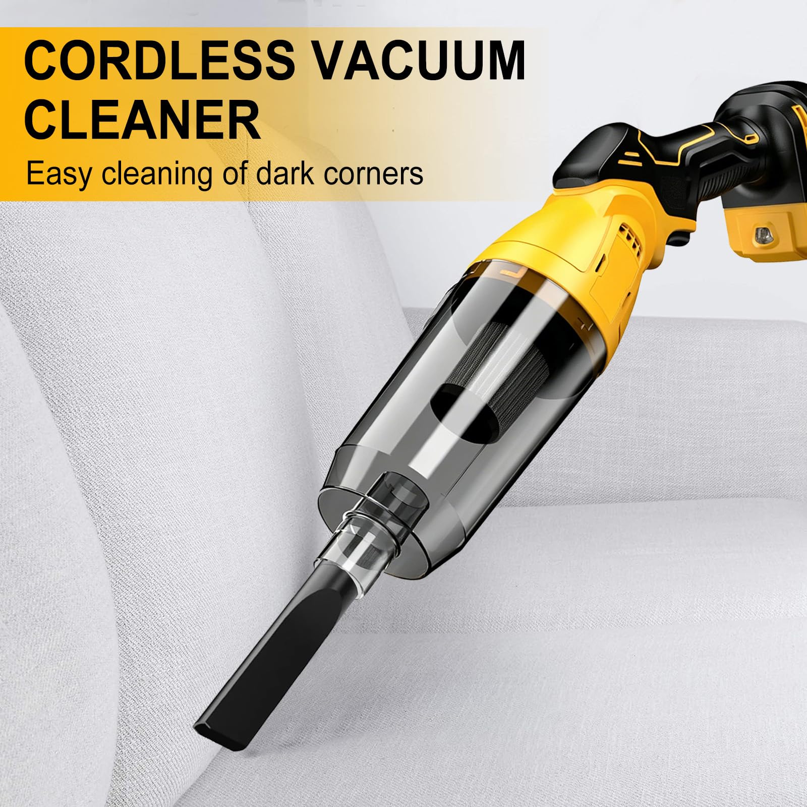 Aspiradora con batería compatible con Dewalt 18 V 20 V, 22000 Pa, aspiradora de mano portátil con 4 boquillas y depósito de polvo de 600 ml, aspiradora para pelo de animales, alfombras, suelos duros