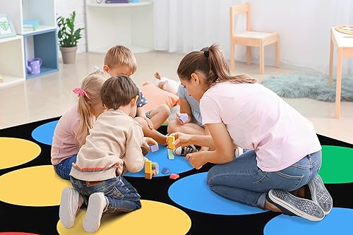 Miniatura 7 de Alfombra educativa de lunares de 8 x 12 pies, 24 asientos para clase