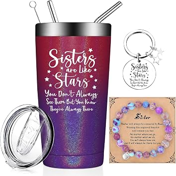 Fufandi Sister Gifts from Sisters - Mothers Day Gifts for sister - Sisters ChristmasBirthday Gift Ideas, Mothers Day Gift - Tumbler Cup