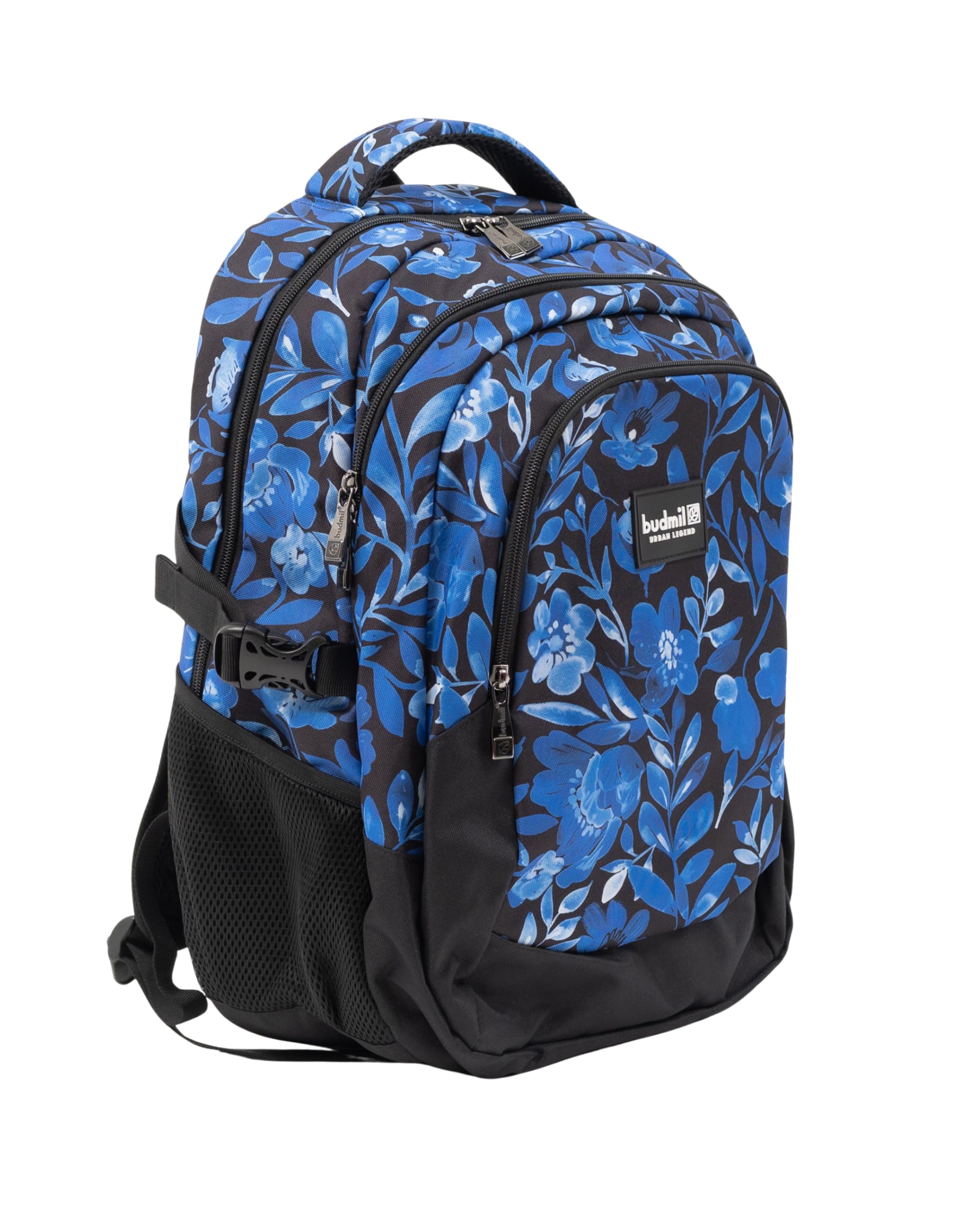 budmil Zaino per la scuola ergonomico per ragazzi e ragazze, 32 litri, per adolescenti e bambini a partire dalla classe 5, impermeabile, zaino con 3 scomparti e schienale ventilato, Blu (Blue Flower