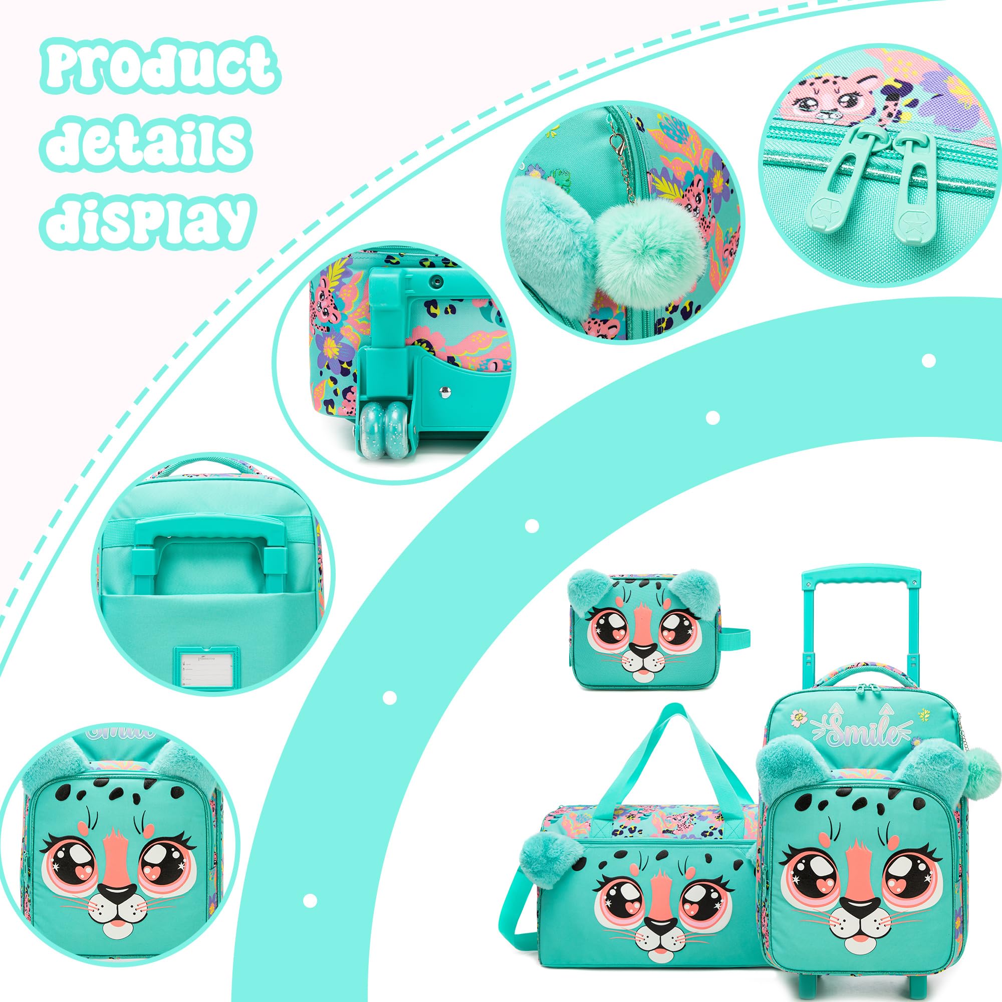 HTgroce Maleta de Viaje Cabina Infantil Equipaje de Mano Bolsa Deporte Niña. 2 Ruedas