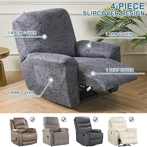 Vista 73 de Eco-Ancheng Fundas reclinables Lazyboy de 4 piezas, fundas para sofá reclinable, fundas antideslizantes para sillas reclinables, con bolsillos de 1