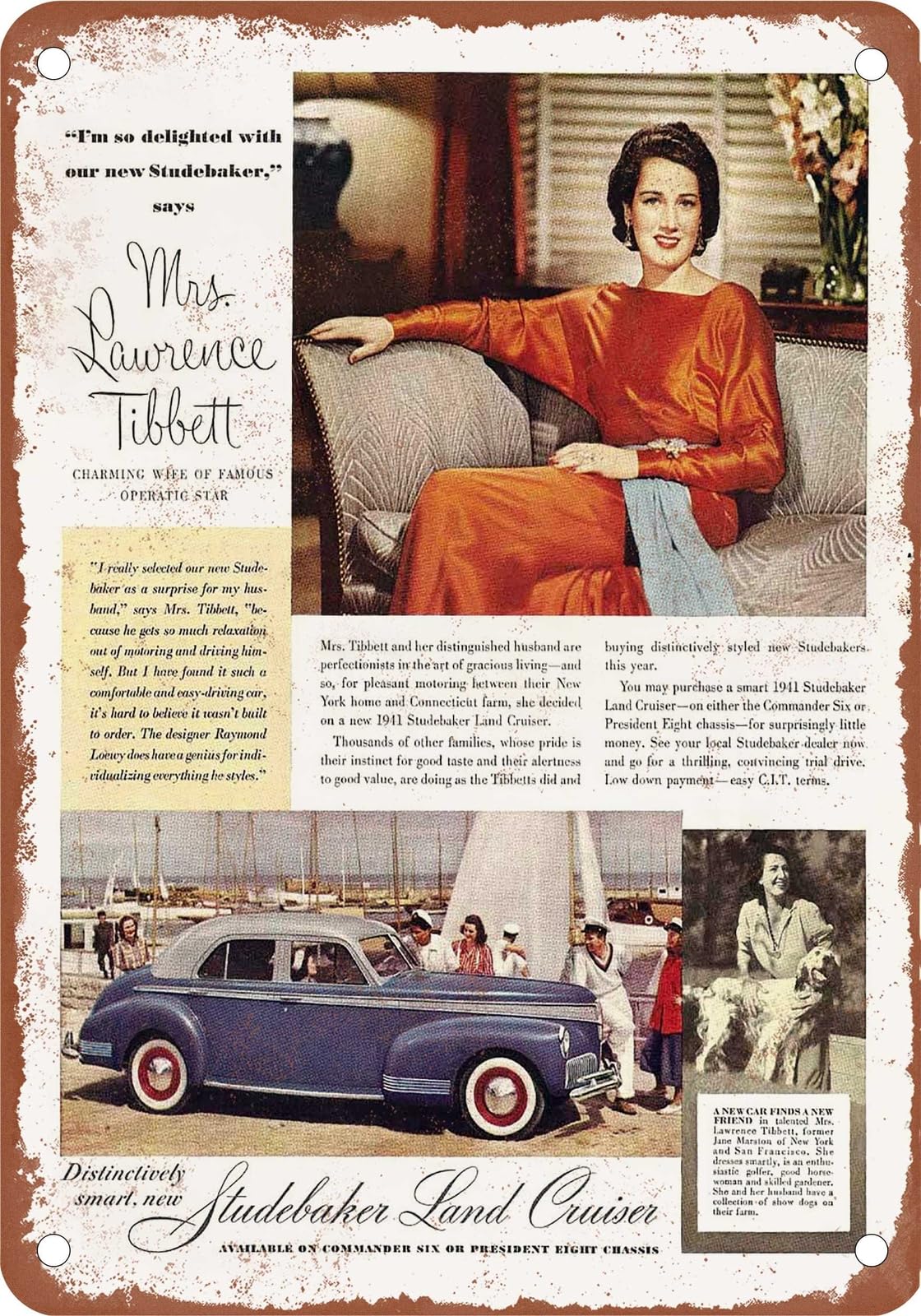 Miaomansenstore Metal Sign - 1941 Studebaker Vintage Ad 01 - Old Retro Rusty Look Home Decor