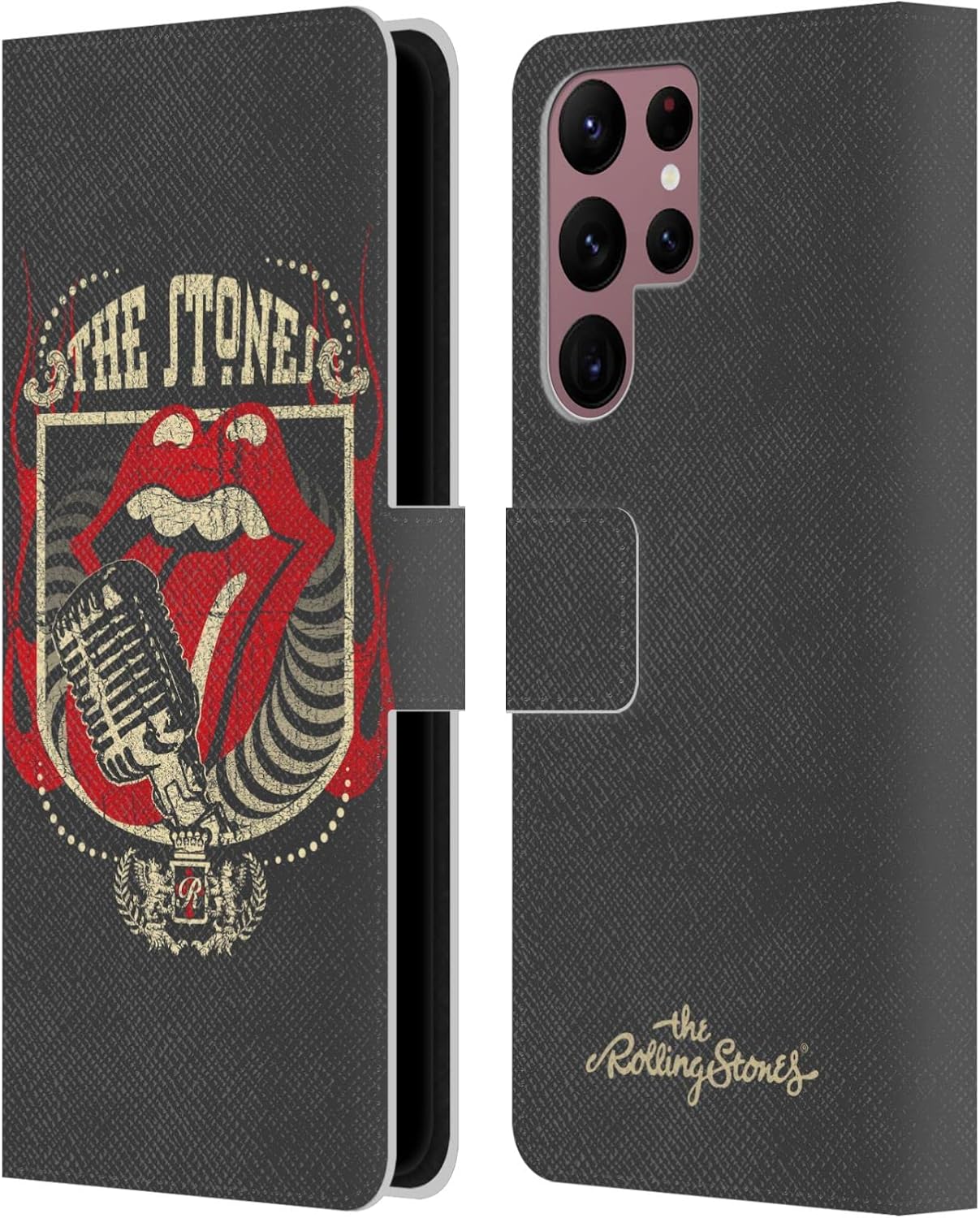 Head Case Designs Officially Licensed The Rolling Stones Jumbo Tongue Key Art Leather Wallet Case Compatible with Samsung Galaxy S22 Ultra 5G