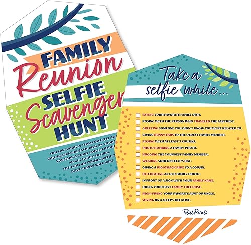 Miniatura 1 de Big Dot of Happiness Colorful Family Reunion - Selfie Scavenger Hunt - Juego de fiesta de reunión familiar - Juego de 12