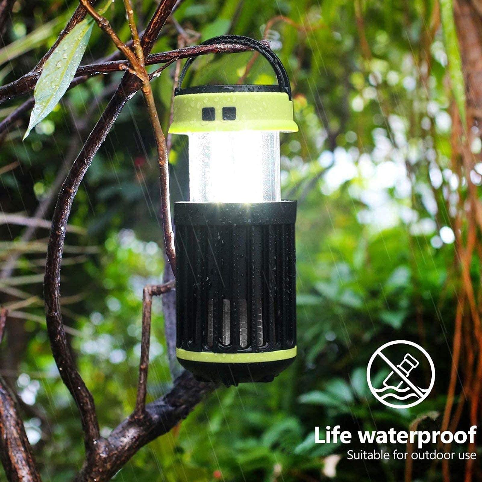 Mosquito Killer Ip65 - Elettrico UV Icida, Lampada da campeggio 3 in 1, Ricaricabile tramite USB, Portatile a energia solare, Zanzara e Trappola per zanzare
