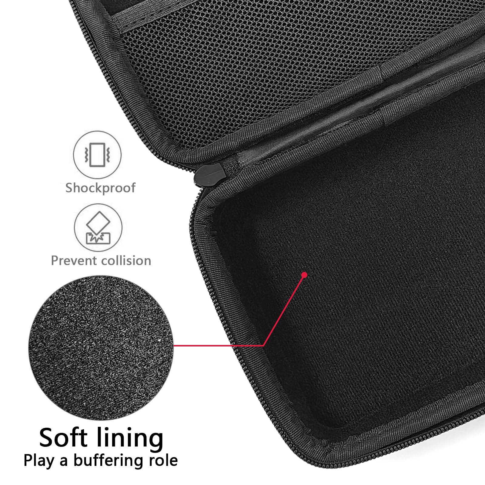 Musiin Audio Interface Case,Compatible with Focusrite Scarlett 2i2 4th Gen/Scarlett 2i2 Anniversary Edition,Travel Portable Bag with Handle,Mesh Pocket,Smooth Dual Zippers,for Studio and Stage (Black) - Image 4