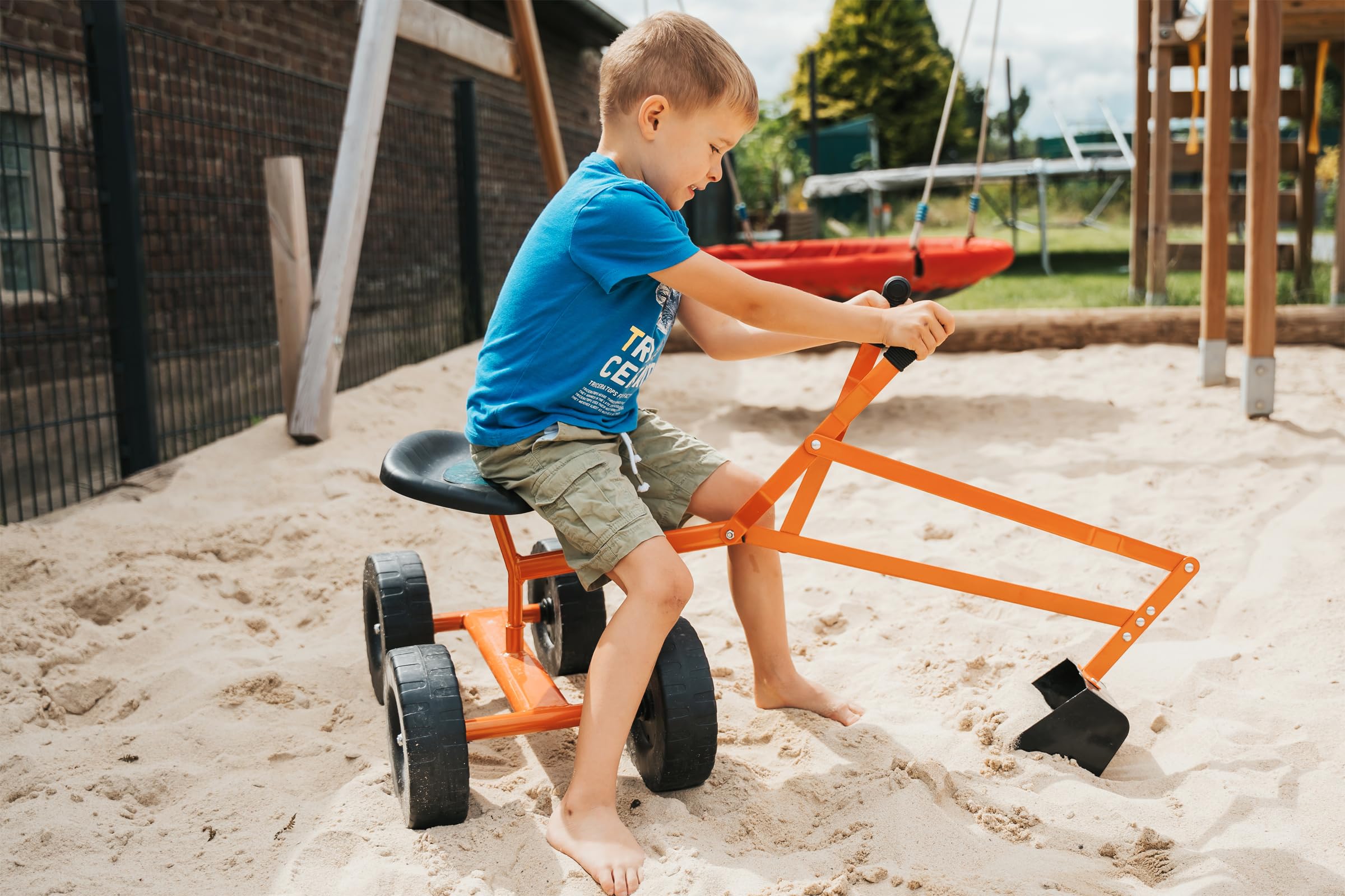 small foot Bagger mit Schaufel und Rädern für Kinder, Sandspielzeug, 360° drehbar, ab 3 Jahren, 4628