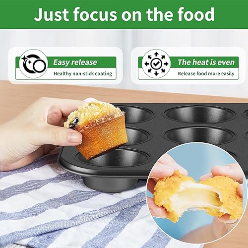 Miniatura 2 de Boxdljh Molde para magdalenas para hornear, sartenes de acero al carbono para hornear tamaño de 2.75 pulgadas, sartén antiadherente para hornear
