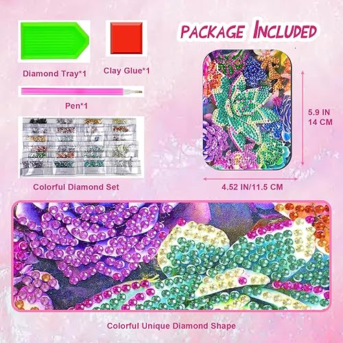 Miniatura 4 de CharySim Kit de espejo de pintura de diamante para bricolaje, kit de cristal de pintura de puntos con diseño plegable portátil para adultos y niños,