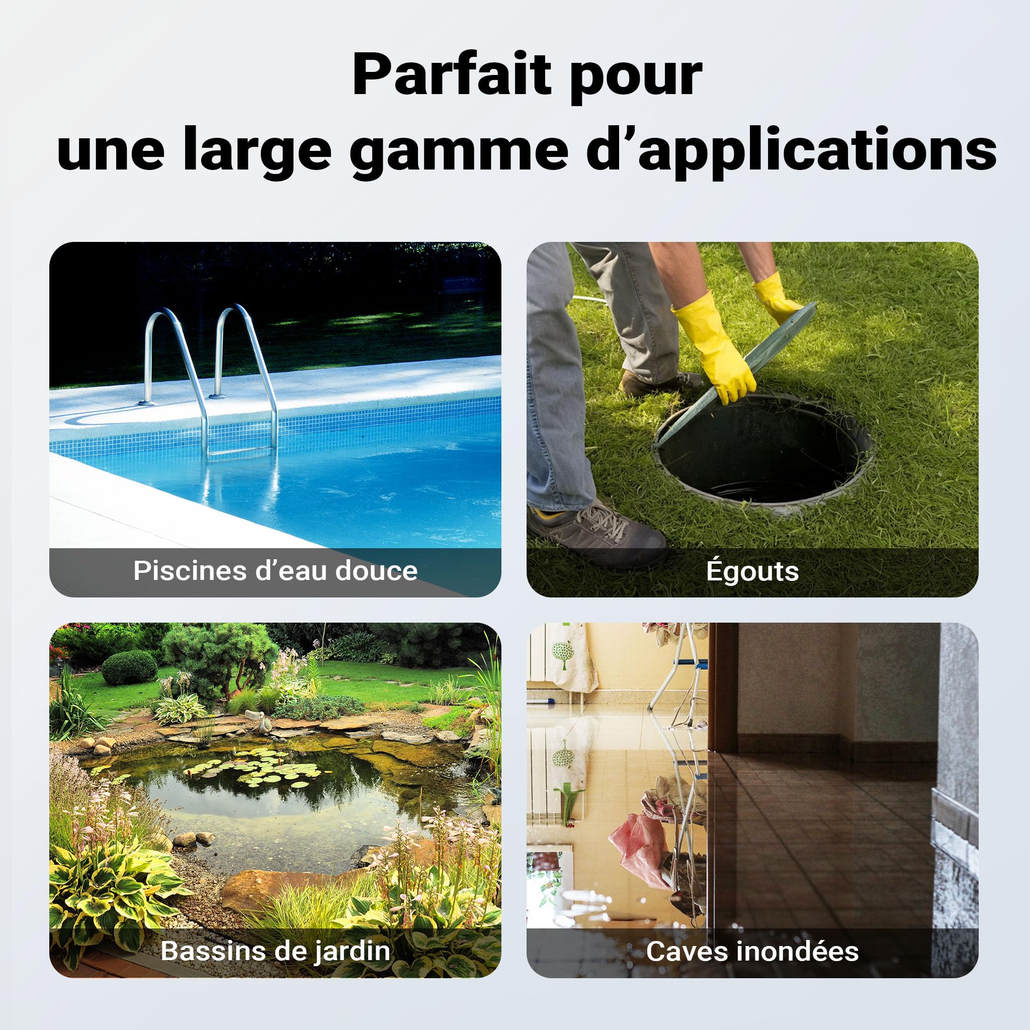 Wiltec Pompe électrique pour eaux sales – Submersible – 370 W / 1500 l/h – Refoulement max. 16 m – avec Tuyau 20 m – Pompe-cave pour Arrosage Irrigation Jardinage Évacuation Drainage