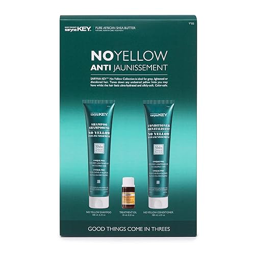 Saryna Key No Yellow Trio Champú, Acondicionador, Aceite de Manteca de Karité