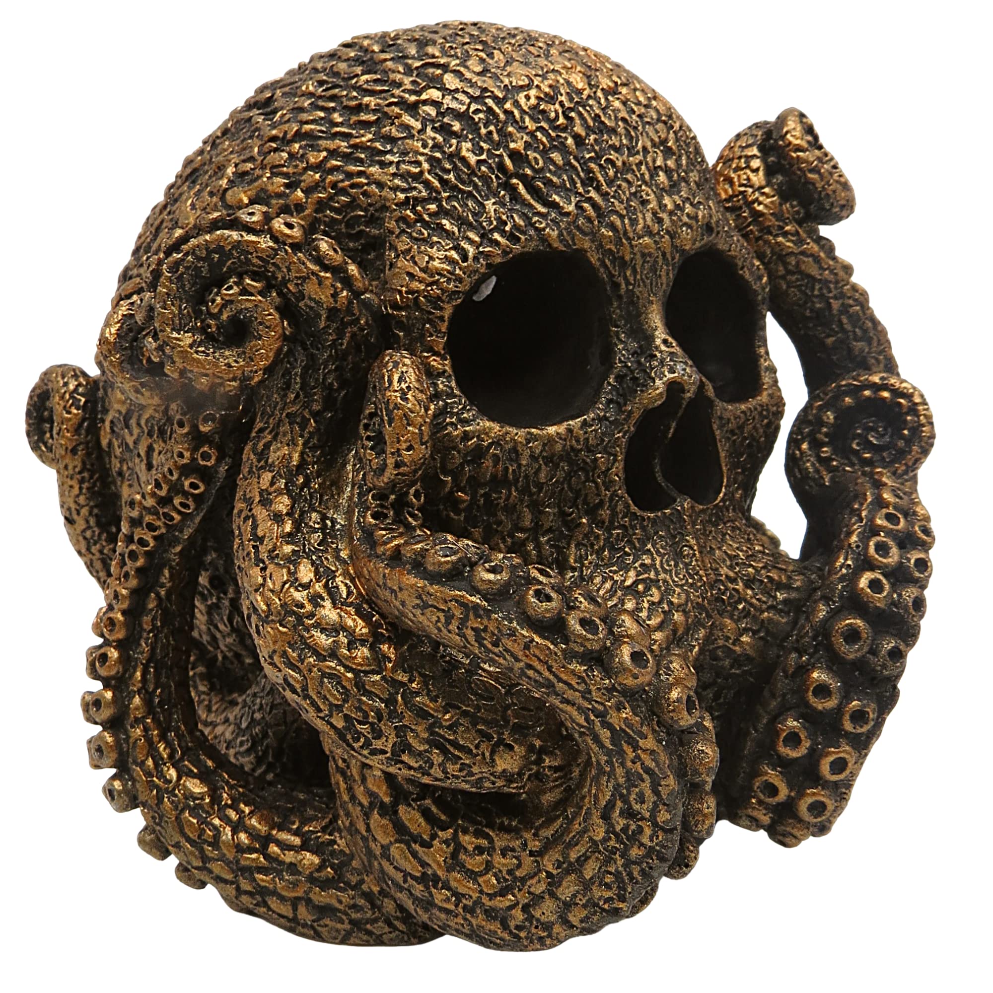 Statue décoration de table crâne octopus métal 12,7 cm pour maison
