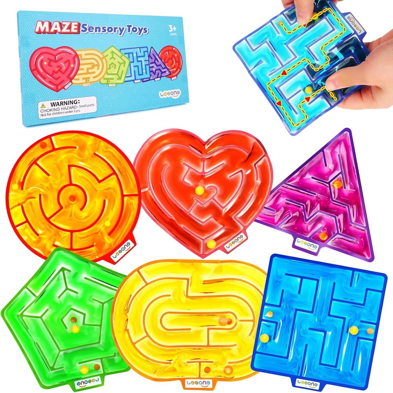 Sensory Fidget Maze Toy for Autism LESONG 6 Pack Sensory Maze Toys Autistic Calming Toys Feeling Toy for Children Kids Gel Filled Squishy Stress Toy for Preschool Special Needs Learning Toys
