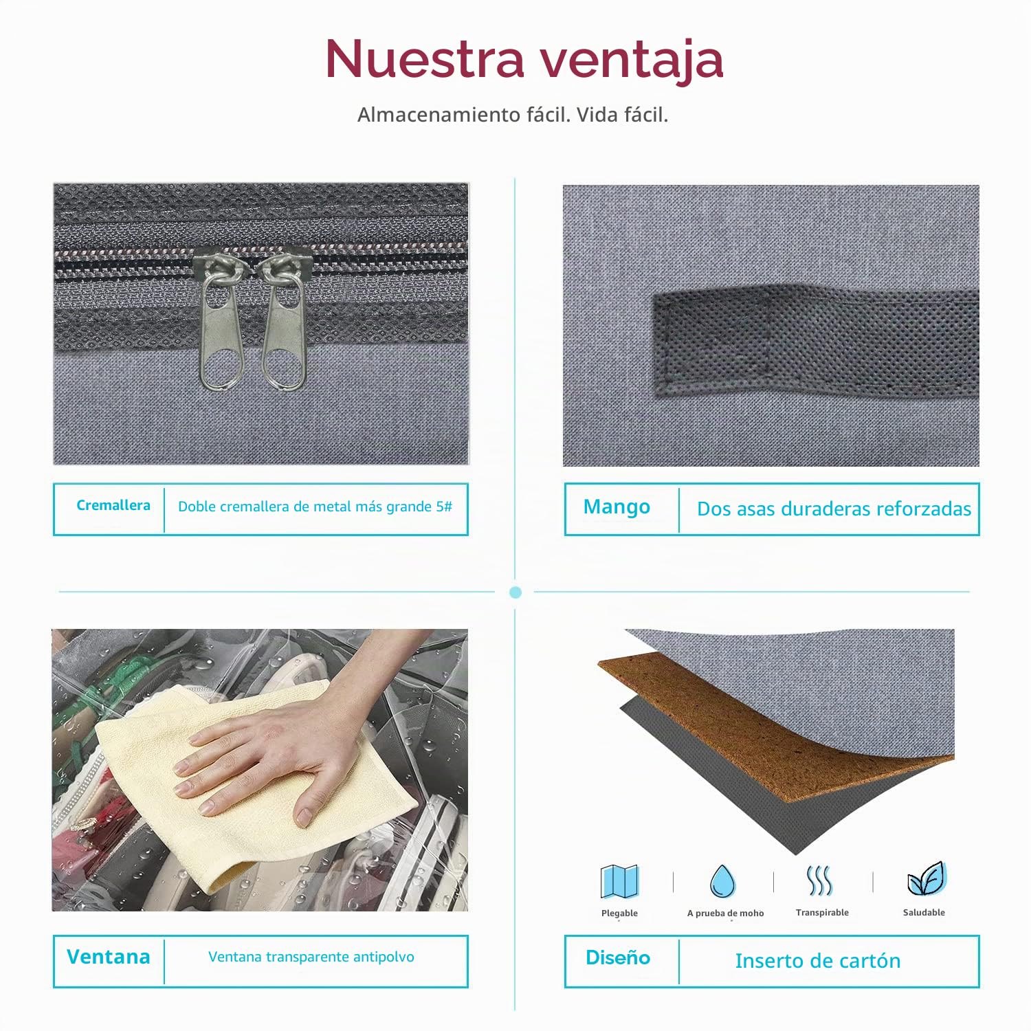 homyfort Juego de 2 bolsas de almacenamiento para zapatos con ventana transparente, organizador de zapatos con 2 compartimentos, caja de almacenamiento para debajo de la cama, lino gris, XDUBSB2P