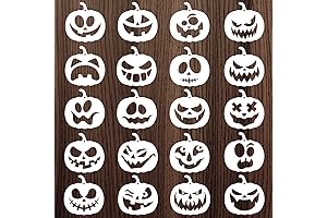 20Pcs Reusable Pumpkin Templates for Halloween Decorations and DIY Carving
