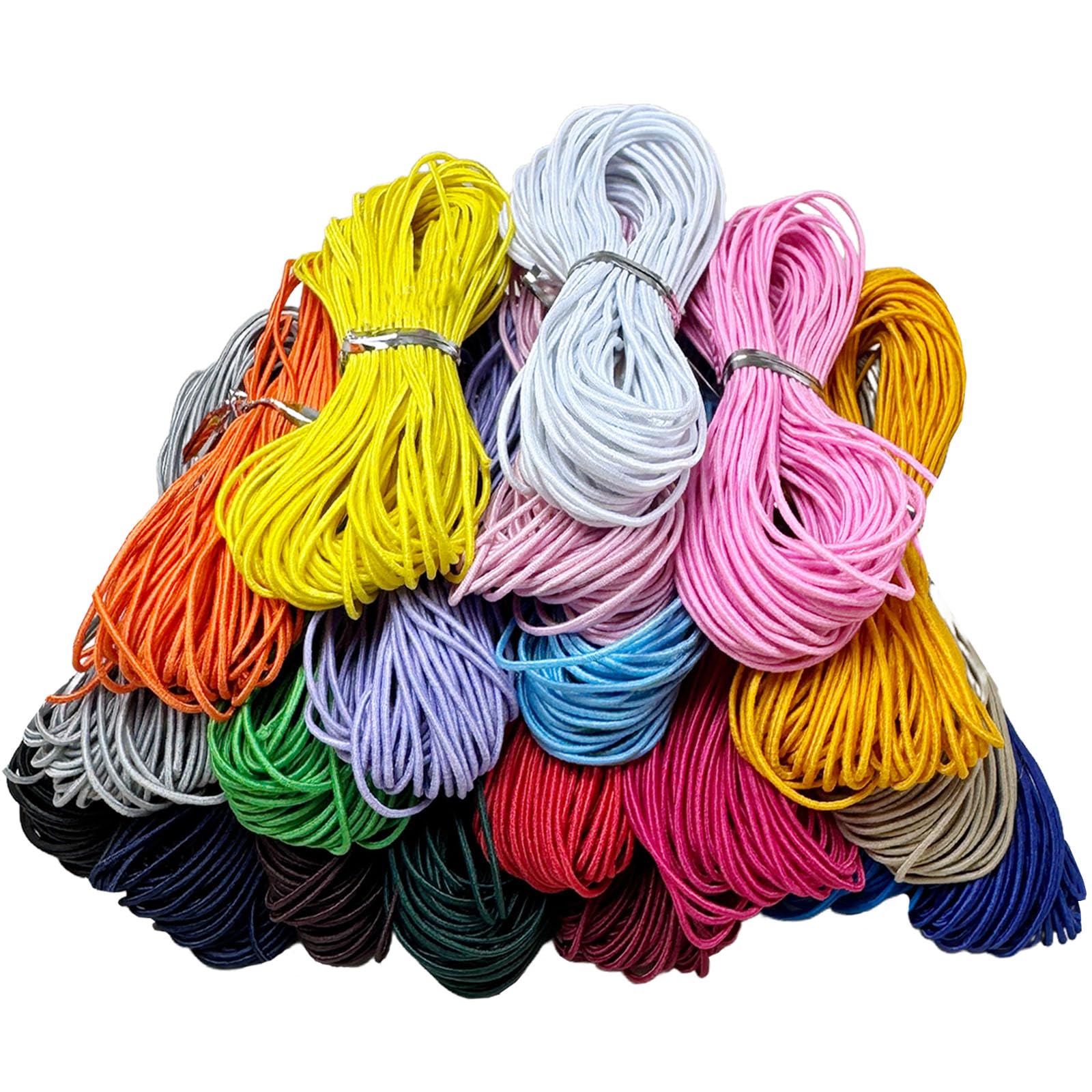 Elastische Kordel 0,8 mm – 4-adrige Stretchschnur für Armbandherstellung, 20 Farben, 180 m, DIY-Schmuckschnur – dehnbare Perlenschnur für Halsketten, Nähen, Basteln und Haarbänder (0,8 mm)
