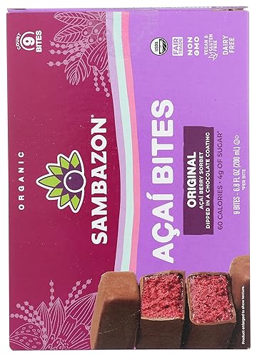 Miniatura 3 de Sambazon - Bocadillos orgánicos del superalimento de acai sorbete de bayas de acai con chocolate oscuro 9 unidades congelado