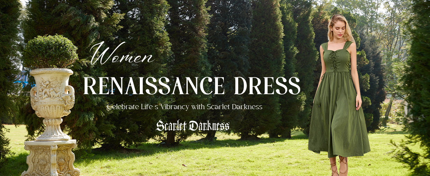 SCARLET DARKNESS Renaissance Maxikleid - Mittelalter Kleid Mit Glockenärmeln