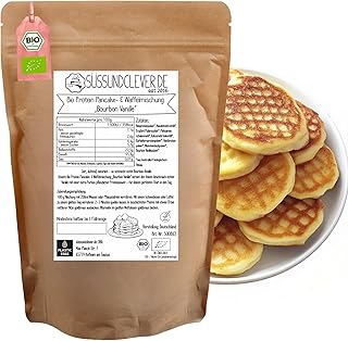 süssundclever.de® Bio Protein Pancake- & Waffelmischung "Bourbon Vanille" | 700g | 59% Protein & Low Carb | ohne Zuckerzusatz oder Aromen | vegan
