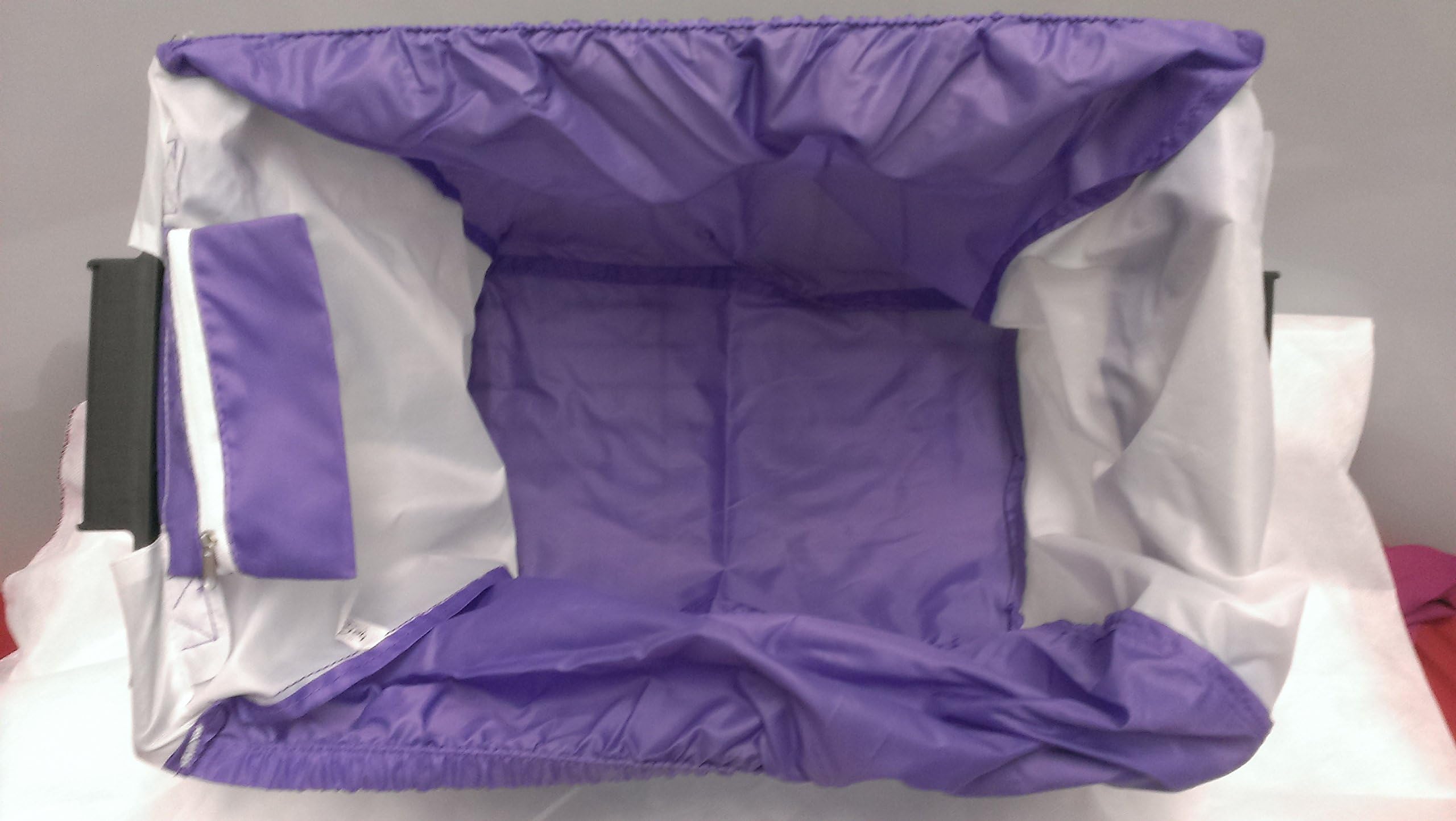 Reusable Trolly Shopping Cart Bag, Reusable, Foldable, Lightweight 7oz bag, Universal Clip, Purple/White