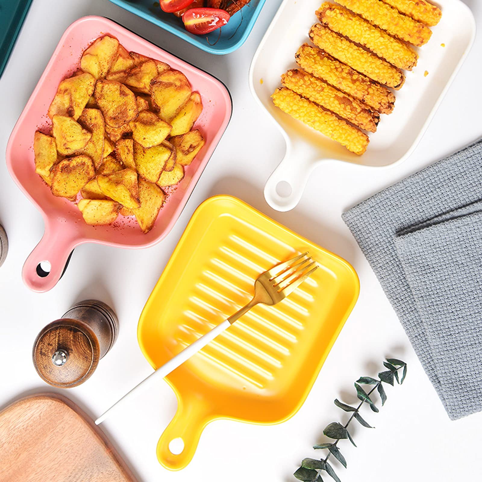 Fuente para Hornear Plato de horneado de cerámica de 6 Piezas, Horno para Mesa de cazuela de Mesa - Platos de cerámica para Hornear Platos de cazuela para cocinar y Servir Bandejas Horno