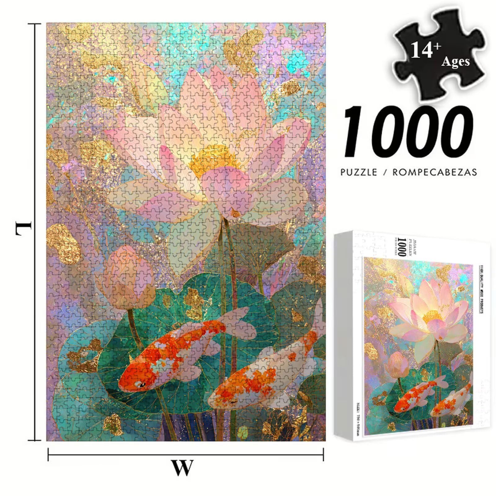 4000 Pezzi Puzzle Adulti - Loto & Carpa koi - Fabbricazione in Legno Robusto (Forma Classica) - Decorazione Murale con Poster - Prodotto Riservato ad Adulti e 14 Anni in Su (147x105cm) P3#812