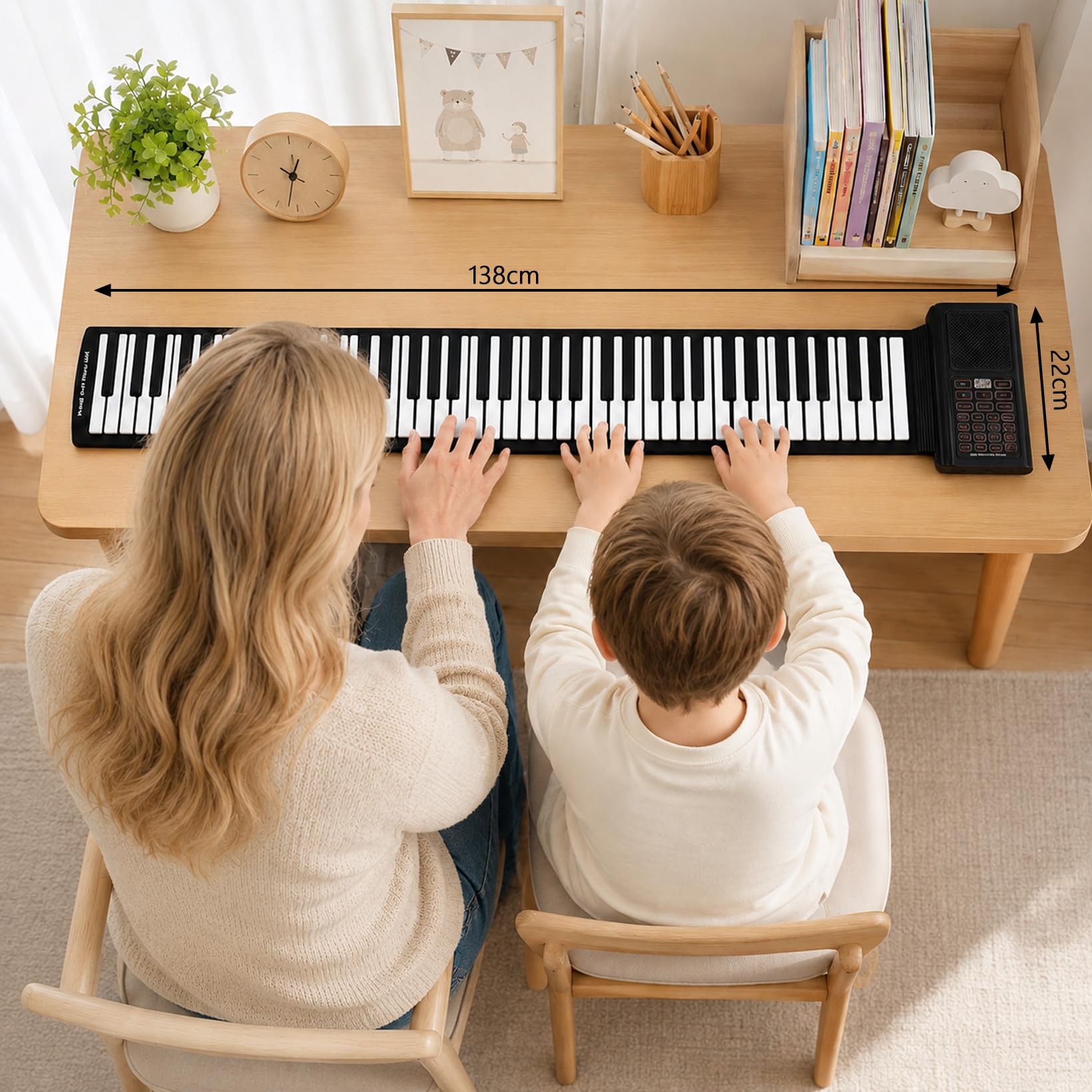 Keyboard Pianoforte, pieghevole, 88 tasti, con 128 suoni e ritmi, pianoforte arrotolabile per bambini con Bluetooth MIDI e pedale, pianoforte digitale, da viaggio, casa, regalo per bambini e adulti