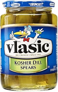Vlasic Kosher Dill Pickle Spears, 24oz Jar - Crunchy Keto-Friendly Low-Calorie Snacks & Toppings