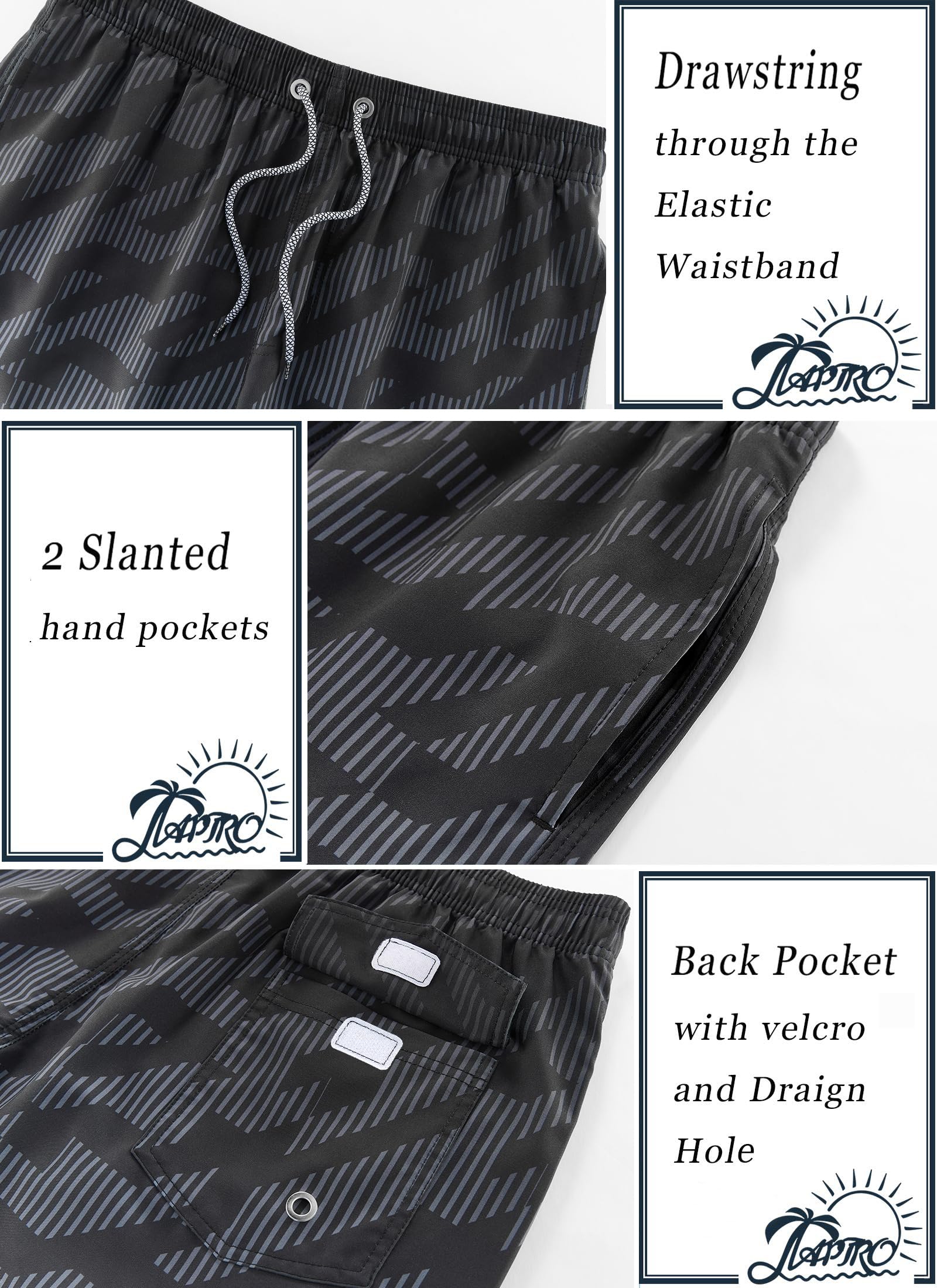 APTRO Costumi Pantaloncini da Bagno Uomo Mare Surf Piscina Stampa Hawaiana Estiva Grande Asciugatura Rapida con Fodera in Rete