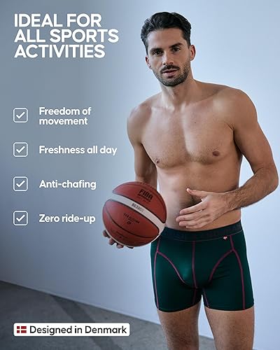 Miniatura 4 de DANISH ENDURANCE Calzoncillos tipo bóxer de rendimiento para hombre (paquete de 3) Absorbe la humedad, comodidad de secado rápido con ajuste extra