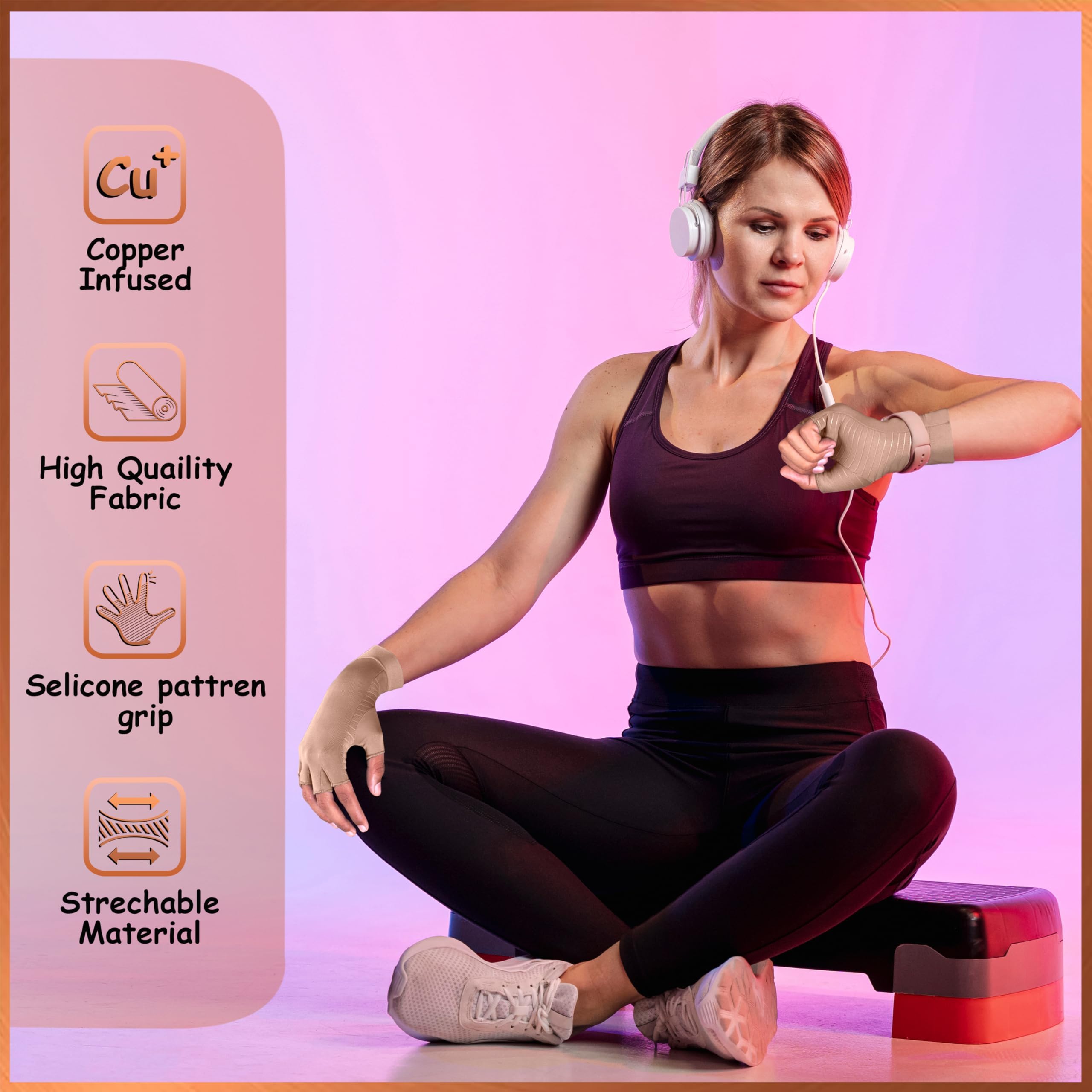 LYRX Arthritis Gloves for Women - Compression Carpal Tunnel Fingerless Gloves for Pain Crocheting, Rheumatoid Arthritis